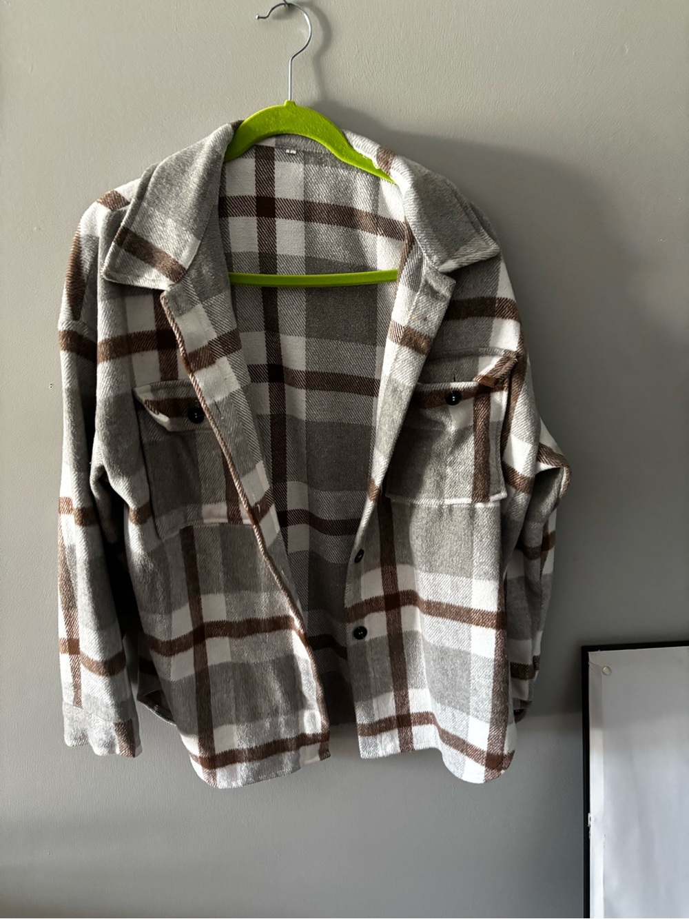 Plaid Shacket Jacket in Gray and Brown